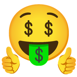 money-mouth face and thumbs up