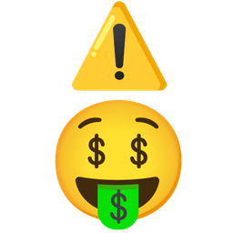 money-mouth face and warning