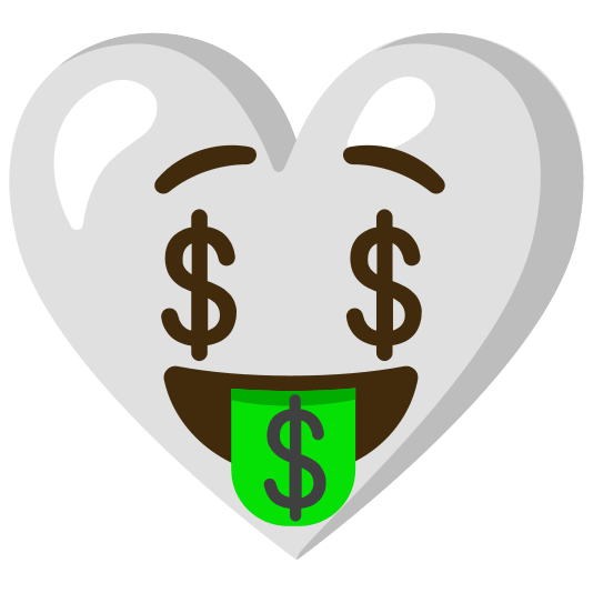 Money-mouth face and White heart