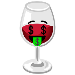 money-mouth face and wine glass