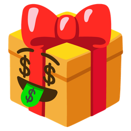 money-mouth face and wrapped gift