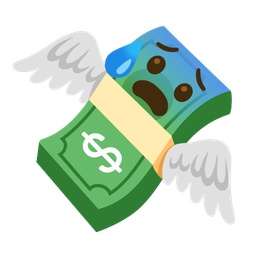 money with wings and anxious face with sweat