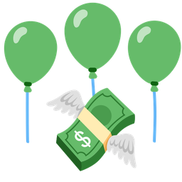 money with wings and balloon