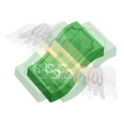 money with wings and beating heart