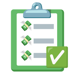 money with wings and check mark button