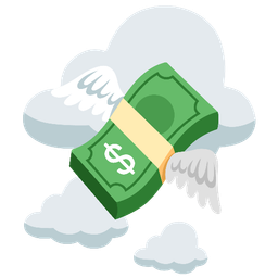 money with wings and cloud