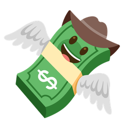 money with wings and cowboy hat face