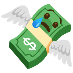 money with wings and crying face