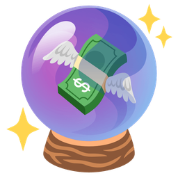 money with wings and crystal ball