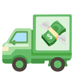 money with wings and delivery truck