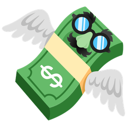 money with wings and disguised face