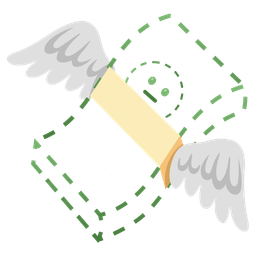 money with wings and dotted line face