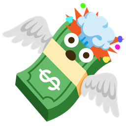 money with wings and exploding head