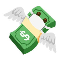 money with wings and face with medical mask