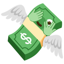money with wings and face with peeking eye