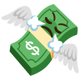 money with wings and face with steam from nose