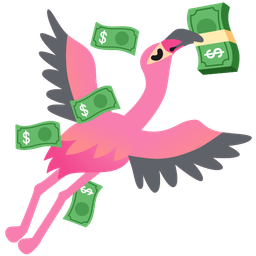 money with wings and flamingo