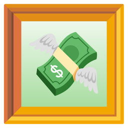 money with wings and framed picture