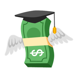 money with wings and graduation cap