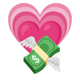 money with wings and growing heart