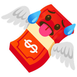 money with wings and hot face