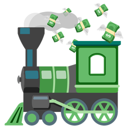 money with wings and locomotive