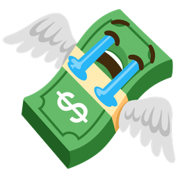 money with wings and loudly crying face