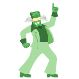 money with wings and mirror ball