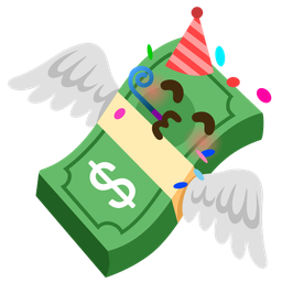 money with wings and partying face