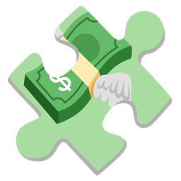 money with wings and puzzle piece