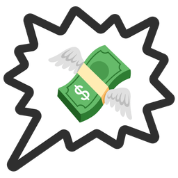 money with wings and right anger bubble