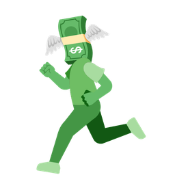 money with wings and running shoe