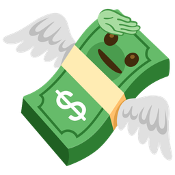 money with wings and saluting face
