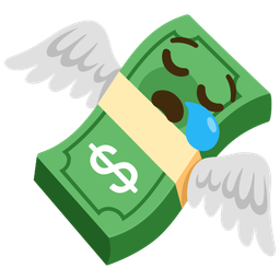 money with wings and sleepy face