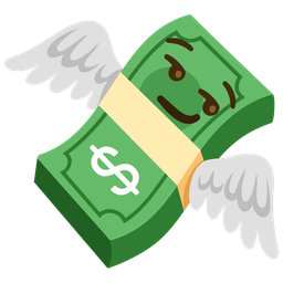 money with wings and smirking face
