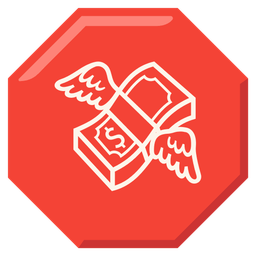 money with wings and stop sign