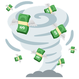 money with wings and tornado