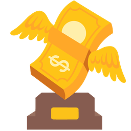 money with wings and trophy