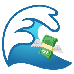 money with wings and water wave