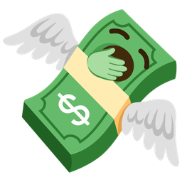 money with wings and yawning face