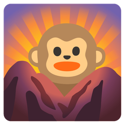 monkey face and sunrise over mountains