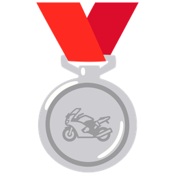 motorcycle and 2nd place medal