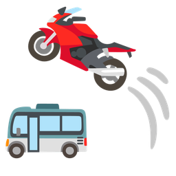 motorcycle and bus