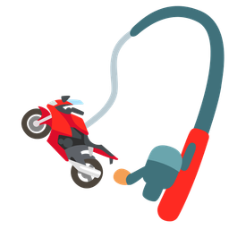 motorcycle and fishing pole