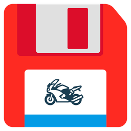 motorcycle and floppy disk