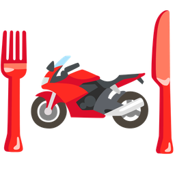 motorcycle and fork and knife with plate
