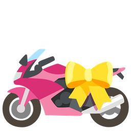 motorcycle and heart with ribbon