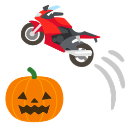 motorcycle and jack-o-lantern