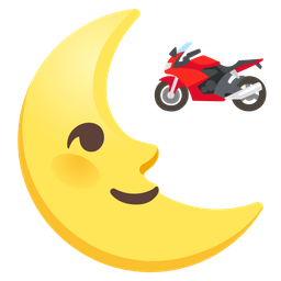 motorcycle and last quarter moon face