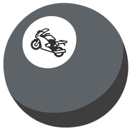 motorcycle and pool 8 ball